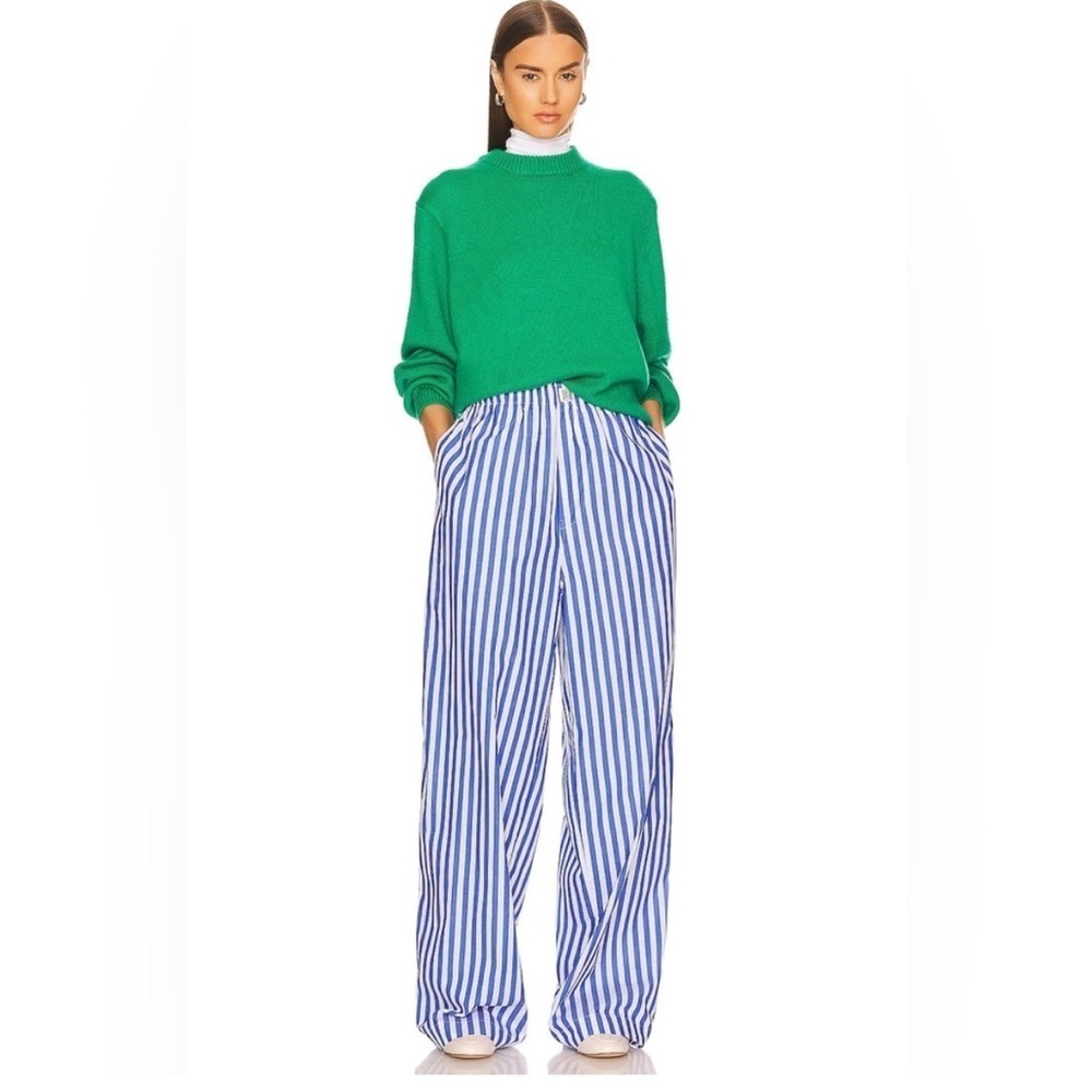 HELSA Cotton Poplin Stripe Pajama Pant in Bright Blue Stripe size XS/small